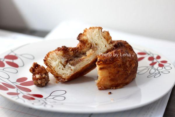 Inside of Hazelnut Praline Kouign Amann ($4.50) - good! Great flavor, balanced and not overly sweet. Texture is soft (not crispy)