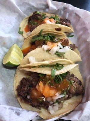 Cow tongue and cow head tacos. Soft and juicy!