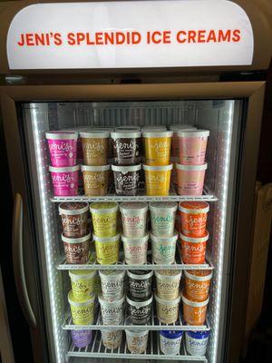 We offer a fantastic assortment of Jeni's ice creams.