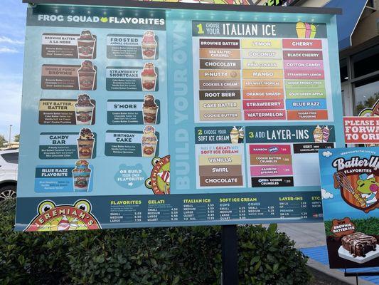 Drive thru menu