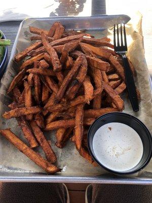 Order of sweet potato fries to share as appetizer. HUGE portion