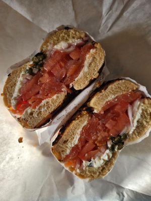 Lox trim bagel