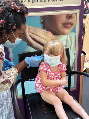 My 2 year old getting her ears pierced for first time