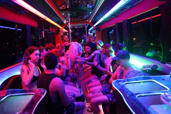 Partying on "The Bachelor" 30 passenger limo bus! It gets wild!