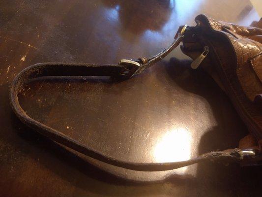 Purse strap after receiving it back for repair