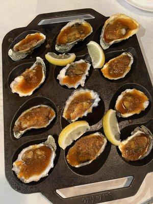 Dozen baked oysters