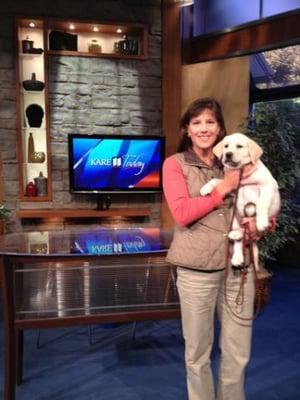 Owner Kathryn with puppy at Kare 11