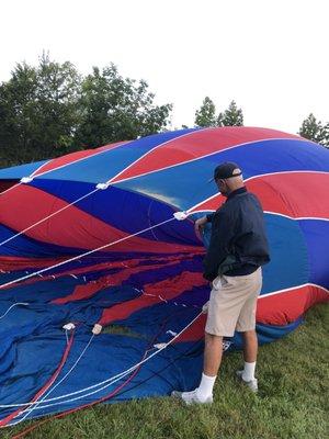 My husband helping fill the balloon