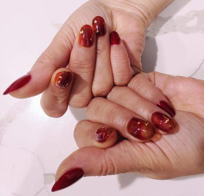 Burning ember nails for winter (tip set.looks natural)