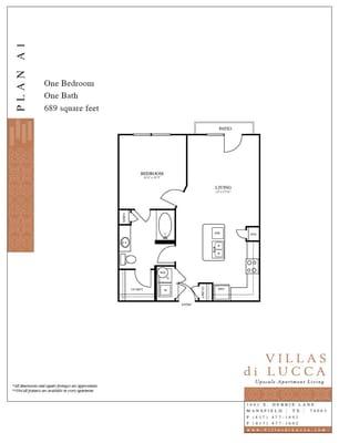 A1 - 689 sqft  1 bed, 1 bath  $825 - $1125