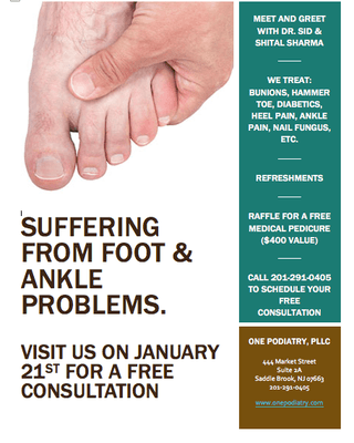 Visit Us on January 21st for a Free Consultation - One Podiatry Saddle Brook