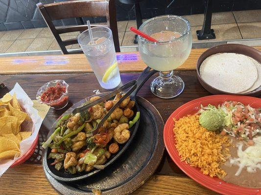 Shrimp Fajitas, and Cadillac Margarita w/ Patrone