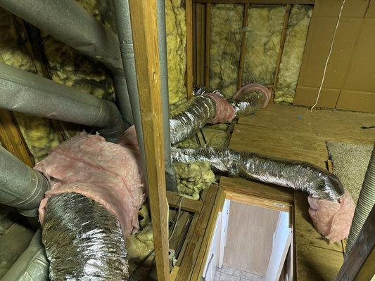 Replacement of all old air duct in attic