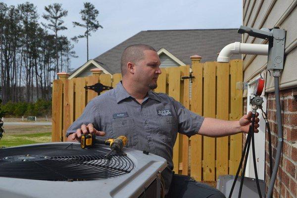 New HVAC System Installation of air conditioning and heating systems.