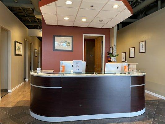 Front desk at Atlas Spinal Care.  Come see us!