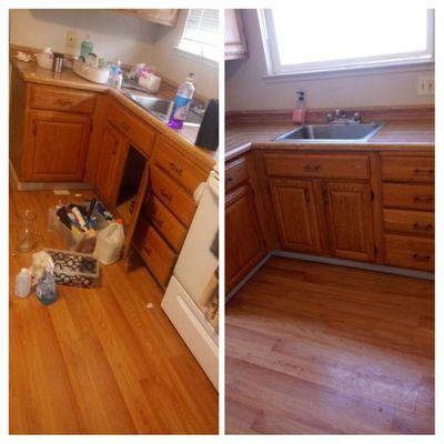 Before and after of kitchen move out