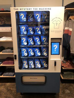 This is SO cool. Mystery Tee Vending Machine. You choose your gender and your size and the rest is up to Marine Layers universe!