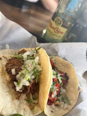 Chorizo and  barbacoa tacos