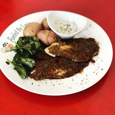 Sun-dried tomato crusted tilapia