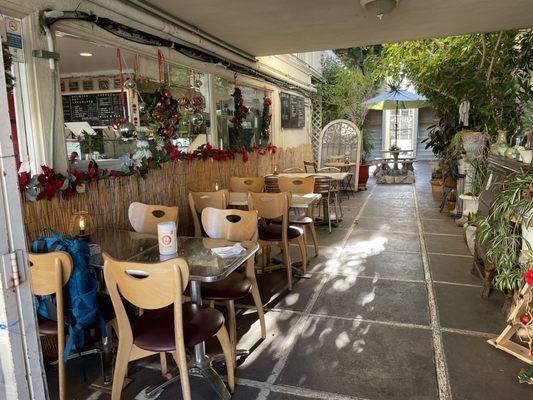 Side patio outdoor seating.