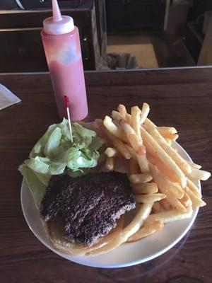 This the well done 1/4 pound burger with fries.