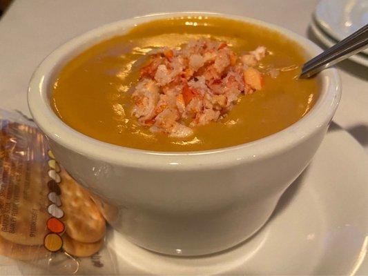 Lobster Bisque - delicious, thick, creamy, nice pieces of lobster and a little sweet