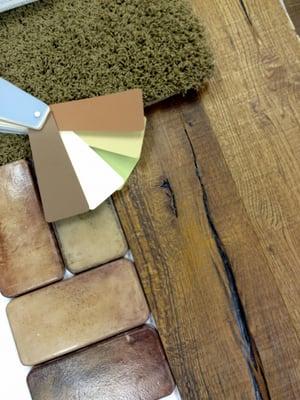 hardwood, brick pavers, carpet, and paint colors