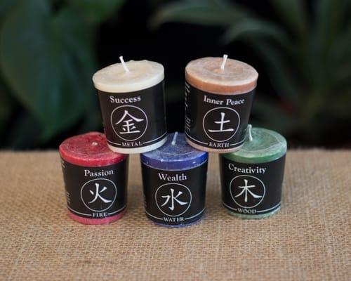 Aloha Bay's Feng Shui Votive Candles.