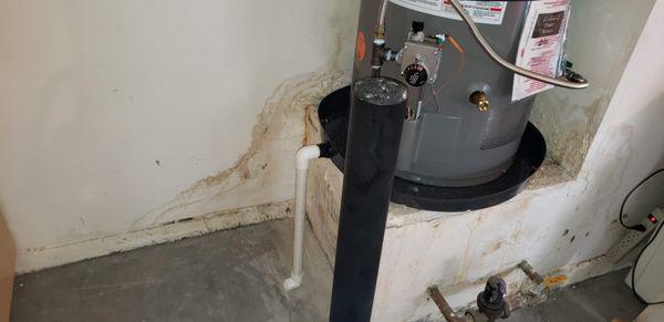 Water Damage from leaking water heater.
We can repair the damage & replace the water heater.