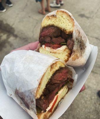 Italian steak sandwich from L'Acquario truck