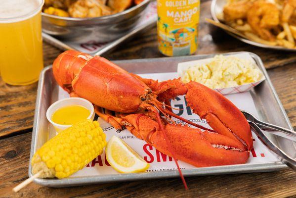 Fresh LOBSTER from our saltwater tanks, served with house made Potato Salad & Corn on the Cob.