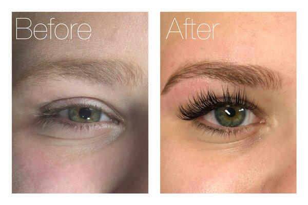 Classic lash extensions and brow waxing