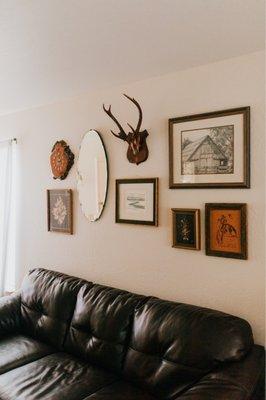 Gallery wall in "home cabin" cabin a