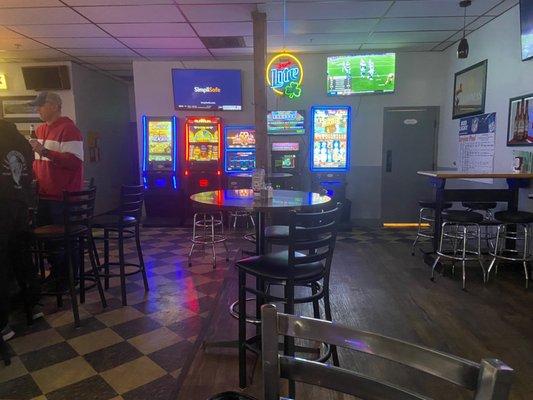 Back bar area with arcade and gambling