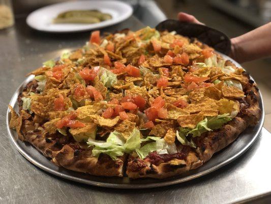 Taco Pizza with Fill the Basement crust option