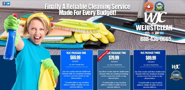 WJC (WeJustClean) Monthly affordable cleaning packages.