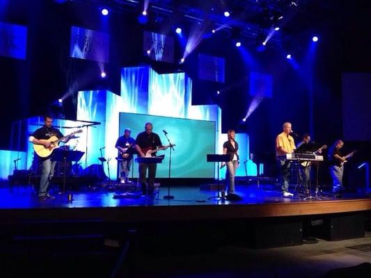 Celebrate Recovery Band leading worship at Heartland (yours truly) Dwayne Barker on lead guitar