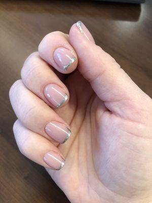 Hard gel plus sparkly French manicure