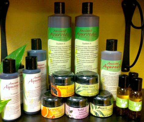 Ancient Ayurvedic" Hair & Facial Therapy Products.  Our products are made from the finest sourced herbs, essential oils & clay's