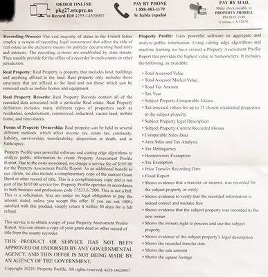 Backside of the scam letter