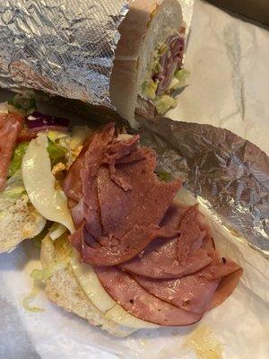 Cold Cuts Italian Sub. i add tomatoes & extra onions & oil myself and it was still dry & nasty.