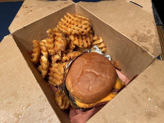 The Chupacabra Burger w/ a side of Waffle Fries