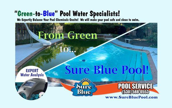 We specialize in solving water quality issues, and turning green pools back to blue!