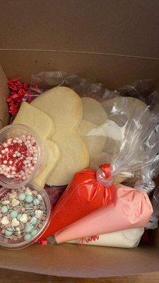 Valentine's day cookie kit.