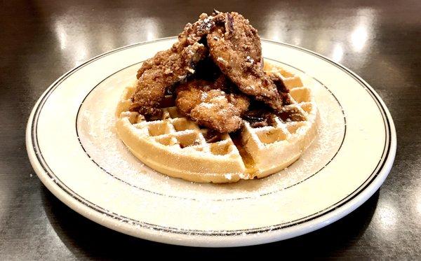 Chicken & Waffles (with carmelized Bacon bits on top)