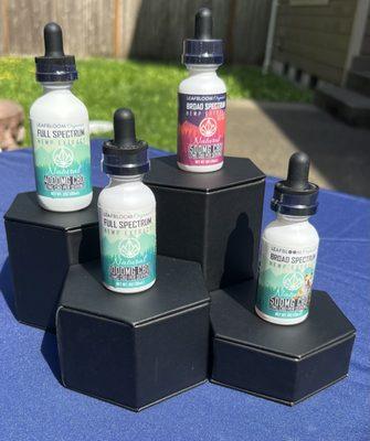 CBD tinctures are excellent for pain, stress, sleep, and more. We offer broad-spectrum, full-spectrum, and even pet CBD tinctures!