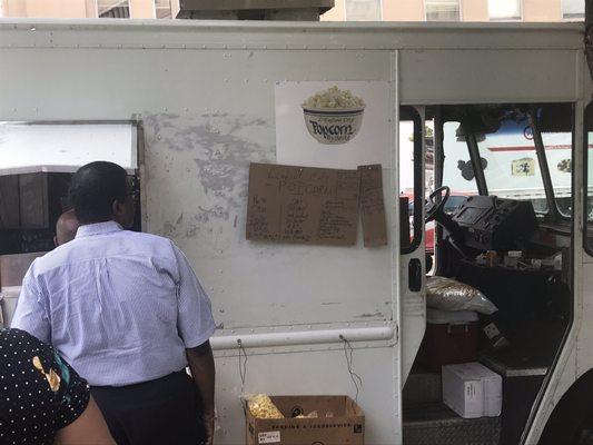 The popcorn street vendor food truck.