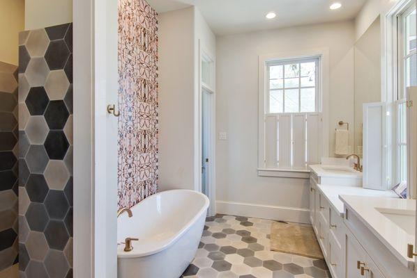 Master Bathroom w-both walk-in shower & claw foot tub of Maison Rougaroux