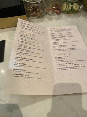 Drink menu