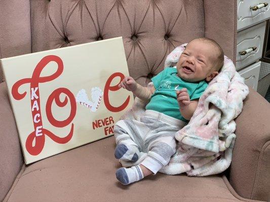 You're never too young to come paint at BEAU-tiful Creations. Kace got his little feet painted for this canvas.